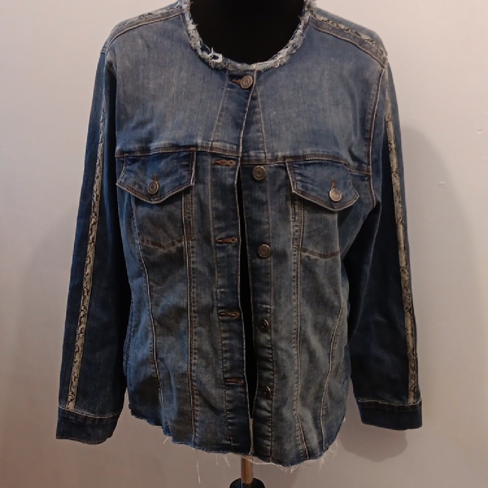 Skinnygirl Blue Jean Jacket with Frayed Edges